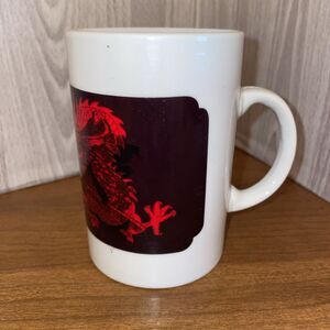 Red And Black Dragon Design On White Ceramic Coffee Mug Cup
